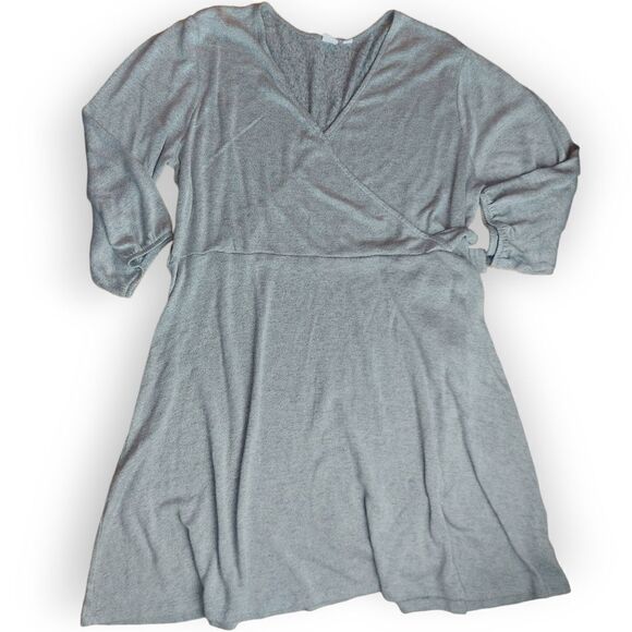 🌼4/$30 Gap Grey Long Sleeve Wrap Dress XXLarge - Picture 2 of 8